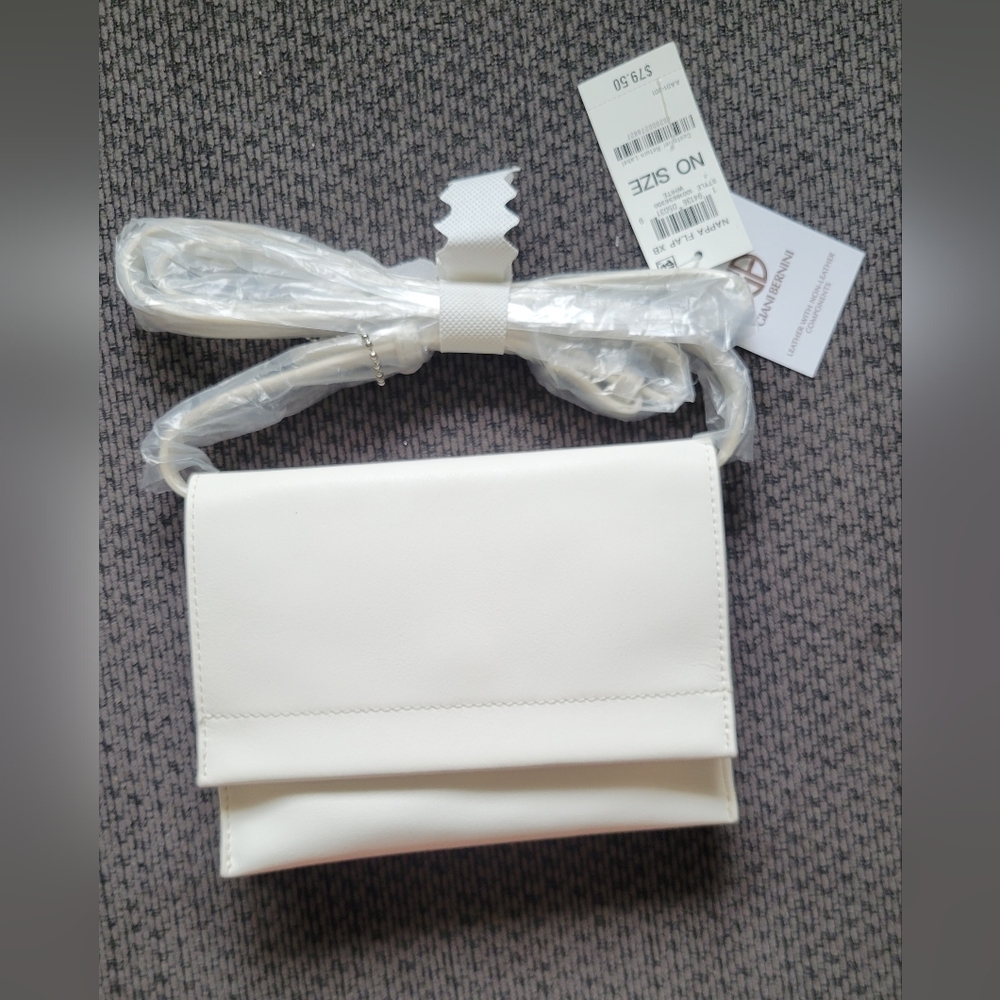 NWT! Giani Bernini Nappa White Leather Flap Crossbody!